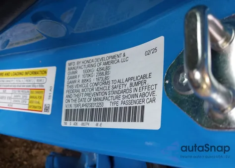 2025 Honda Civic Hybrid Sport Touring from USA, damaged, VIN 19XFL4H92SE012253